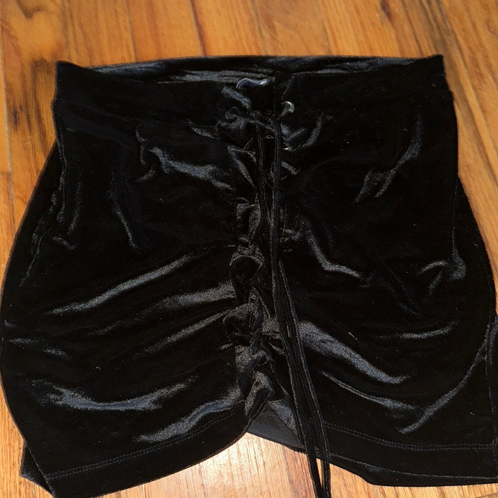 Black Velvet Mini Skirt